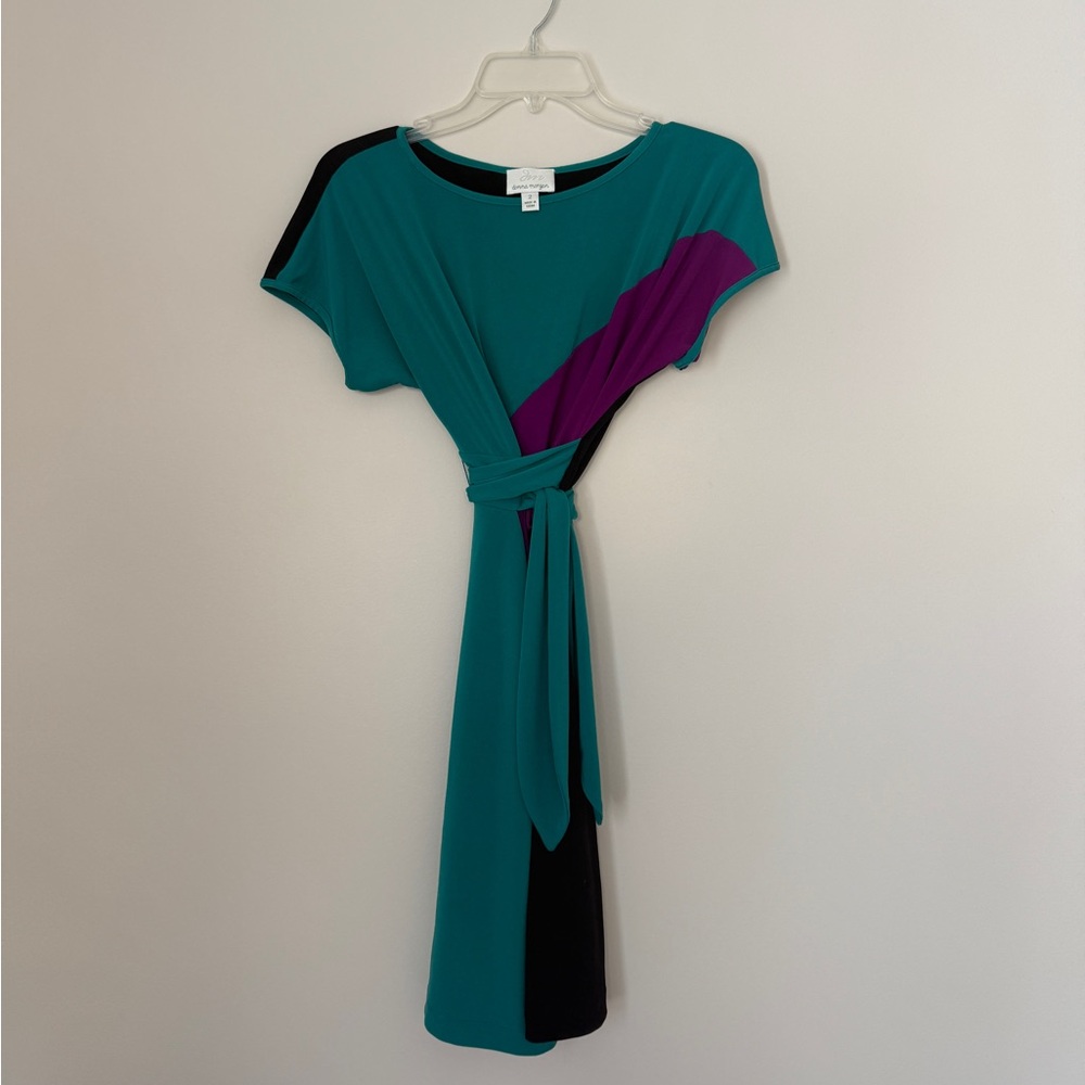 Teal and Purple Women's Wrap Dress